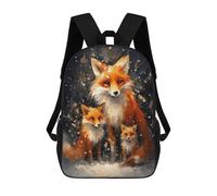Fox Christmas Family Backpack, 3D Printed School Bag, School Lunch Bag, Travel Backpack, Friends Backpack, School Backpack for Girls And Boys 17inch
