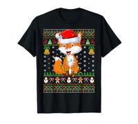 Fox Christmas Lights Funny Santa Ugly Sweaters Cute Fox Xmas T-Shirt