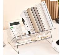 Fox Claw Acrylic Desktop Bookshelf, Detachable Bookcase, Clear Book Organizer, Book/CD/Magazine Rack for Office/Study Room Library/Home (Clear, 12.6" L)