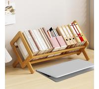 Fox Claw Wood Tilting Bookcase in Living Room/Home/Office, Desktop Book Shelf Organizer Bookshelves Storage Rack for CDs/Magazine/Books Display (Yellow, 16"-L)