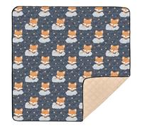 Fox Clouds Cute Pattern Baby Play Mat for Floor, 50x50 inch Playpen Mat,Thicken Soft Non-Slip Tummy Time Mat for Toddlers and Infants