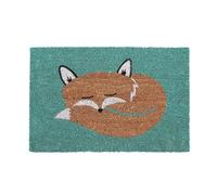 Fox Doormat, PVC Backed Coir, Teal/Natural