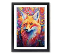 Fox Colour Field Framed Print | A2 Black Framed Wall Art | Ready to Hang | Modern Animal Picture | Living Room Bedroom Lounge Office
