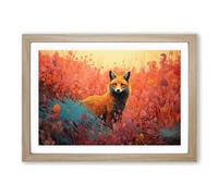 Fox Colour Field Framed Wall Art Print, Ready to Hang Picture for Living Room Bedroom Home Office, Oak A2 (66 x 48 cm)