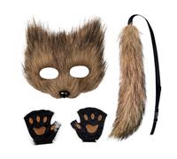 Fox Costume | Adjustable Halloween Outfit | Funny Costume Animal Face Cover Tail Kit,for Party Celebration Event Masquerade Convention Carnival Holiday Adults Teens