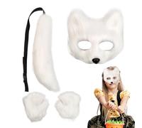 Fox Costume for Girls - Adjustable Halloween Outfit,Kids Fox Face Cover Paw Tail Halloween Costume,for Boys Teens Adults Men Women Party Masquerade Carnival Holiday