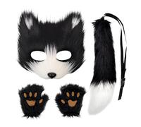 Fox Costume for Girls | Dress Up Outfit Halloween Cosplay | Kids Fox Face Cover Paw Tail Halloween Costume - for Men Women Party Holiday Carnival Event Masquerade
