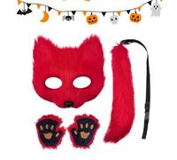 Fox Costume for Girls - Halloween Fancy Dress Accessories - Funny Animal Costume Face with Tail Set | for Party Celebration Event Masquerade Ball Convention Carnival Holidays Adults Teenagers