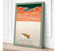 Fox Crossing Desert Canvas Wall Art Print 18x12 Inch