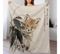 Fox Cub Ink Portrait Throw Blanket Wild Animal Soft Home Couch Throw