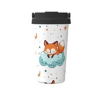 Fox Cub Pattern Portable Stainless Steel Travel Mug - Insulated Hot & Cold Drink Tumbler with Leak-Proof Lid, Commuter-Friendly Coffee Cup for Office, Car & Outdoors