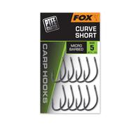 Fox Curve Short Shank Hooks Micro Barbed | Size 4 Qty 10 | Carp Fishing Hooks with Non-Reflective PTFE Coating for Reduced Visibility | Ideal for Pop-Up Presentations | Forged Steel | CHK273