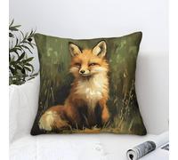 Fox Cushion Covers Modern Art Decorative,Natural Grassland Pattern Square Pillow Case Soft Polyester Throw Pillow Cover Outdoor Patio Bench Living Room Sofa Decor 50x50cm