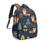 Fox Deer Forest Print Whimsical Backpack, Vintage Illustration Fairytale Camping Scene Nature Adventure School Bag Rucksack for Kids (03)