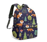 Fox Deer Forest Print Whimsical Backpack, Vintage Illustration Fairytale Camping Scene Nature Adventure School Bag Rucksack for Kids (05)