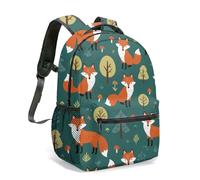 Fox Deer Forest Print Whimsical Backpack, Vintage Illustration Fairytale Camping Scene Nature Adventure School Bag Rucksack for Kids (04)