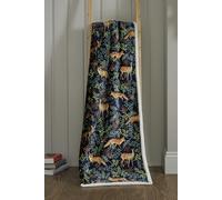 Fox & Deer Super Soft Sherpa Throw Blanket 180x140cm - Reversible Fleece Flannel Throw - Cosy Winter Bed Sofa Blanket - Machine Washable - Mulberry, Navy, Dark Green - 100% Polyester [NA]