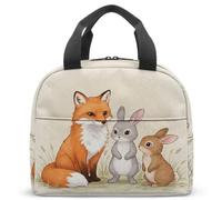 Fox Deer Woodland Animal Kids Lunch Bag Insulated School Lunchbox for Girls Boys Cute Forest Theme 23x13x21cm (05)