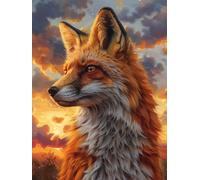 Fox Diamond Art Kits Adults, 5D Diamond Painting Sunset, DIY Full Drill Cross Stitch Embroidery Crystal Art Kits, Crafts for Adults, Paintings for Home Wall Decor, Gifts for Women 12x20in I-6771
