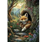 Fox Diamond Art Kits Adults, 5D Diamond Painting with Round Full Drill, DIY Crystal Art Paintings Rhinestone Cross Stitch Kit, Dimond Arts and Crafts for Adults Beginners, Wall Decor, 36x48 inch V-44