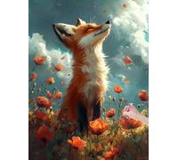 Fox Diamond Painting Kits for Adults, 5D DIY Flowers Diamond Art Kits for Adults Beginners, 40x50 cm Full Drill Painting with Diamonds Crystal Gem Art for Room Wall Decor and Home Decor, Gifts, K-89