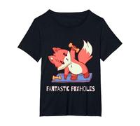 Fox Dog Cute Nature Animal Kawaii Wolf Foxes Furry Wildlife T-Shirt, Women's Plus, Black, 2X
