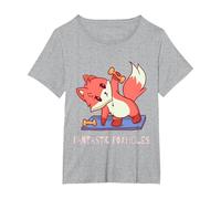 Fox Dog Cute Nature Animal Kawaii Wolf Foxes Furry Wildlife T-Shirt, Women's Plus, Heather Grey, 6X