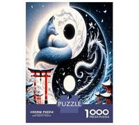 Fox Dragon Yin Yang 1000 Piece Classic Jigsaw Puzzle Mythic Balance Jigsaw Puzzle Bundle Premium Cardstock Senior Jigsaw Enthusiasts Housewarming Gift Indoor Leisure Puzzle Party Game 70x50cm/1000pcs