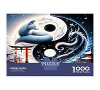 Fox Dragon Yin Yang 1000 Pieces Jigsaw Puzzle Set Mythic Balance Premium Jigsaw Puzzle Sturdy Cardboard Couple Partners Ultra Difficult Christmas 52x38cm/1000pcs