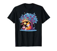 Fox Dreaming Under Cherry Tree Night T-Shirt