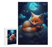Fox Dreams Under The Moonlight - Displayable Picture Puzzle, 300 PCS, Gift for Winter Evenings, for Screen-Free Relaxation at Home