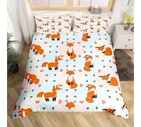 Fox Duvet Cover Set Children's Animals Quilt Covers Soft Breathable Microfiber 3D Bedding Sets Emperor Size 290x235 cm with Zipper Closure and 2 Pillowcases b-2757