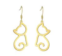 Fox Earrings Cutout Earrings without Earplugs Cute Animal Earrings Dangle Earrings Charm Gift for Any Women or Girls Who Loves Foxes, Stainless Steel, No Gemstone
