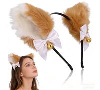Fox Ears Headband Premium Faux Fur Therian Gear & Cosplay Accessories - Realistic Plush Fox Ears with Bells for Women & Kids - Non-Slip Halloween Costume, Anime Cosplay & Kawaii Accessories Party Prop