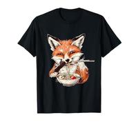 Fox Eating Ramen Fox Noodle Art Japanese Noodles Artwork T-Shirt