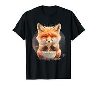 Fox Eating Ramen Noodles Fox Ramen Bowl Animal Art Artwork T-Shirt