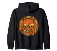 Fox Eating Ramen Noodles - Japanese Kawaii Style Artwork Zip Hoodie