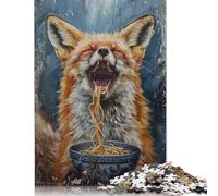 Fox Eating Ramen Noodles Puzzle Jigsaws 1000 Pieces for Adults Wood Puzzles Wooden Puzzles Educational Game Challenge Toy 1000pcs (75x50cm)