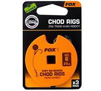 Fox edges micro barbed chod rigs for fishing, Stiff Chod Rig 25lb sz6 Standard