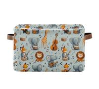 Fox Elephant Teal Green Storage Basket Storage Bin Collapsible Closet Organizing Storage Cubes for Home Cloth with Handle 2 Pack