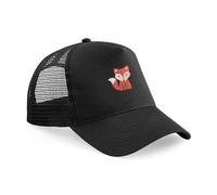 Fox Embroidery Baseball Cap | Cute Animal Sporty Snapback Hat for Adults Black