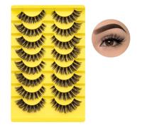 Fox Eye,6D Russian Strip Fluffy False Eyelashes,16MM Volume Clear Band,Cat Eye Style Faux Mink Pack 8 Pairs.