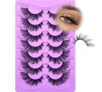 Fox Eye False Eyelashes 21MM Long Cat Eye Lashes With Spikes C-Curly Wispy Fox Eye Lashes Strips Natural Fake Lashes Wet Look Eyelashes Thai Style 7 Pairs by Zegaine