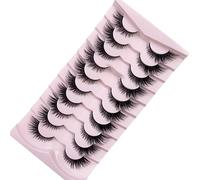 Fox Eye Lashes 10 Pairs - Wispy Natural Look False Eyelashes with Clear Band, Fluffy Faux Mink Lashes for Daily & Party Makeup, Reusable Lightweight Lashes for Beginners & Professionals