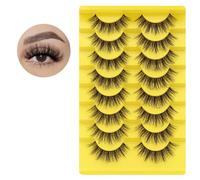 Fox Eye Lashes,6D Russian Strip Lashes Fluffy False Eyelashes Wispy,16MM Volume Lashes Clear Band,Cat Eye Style Faux Mink Lashes Pack 8 Pairs.
