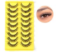 Fox Eye Lashes,6D Russian Strip Lashes Fluffy False Eyelashes Wispy,16MM Volume Lashes Clear Band,Cat Eye Style Faux Mink Lashes Pack 8 Pairs.