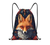 Fox Face And Flower Bags Durable Sport Sack Lightweight Sports Backpack For Adults School Holiday 36X42Cm