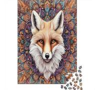 Fox Face Art Jigsaw Puzzles Colorful Mandala Style Challenge Toy Educational Games Home Decoration for Adults& Teenager Age 14 Years Up 38x26cm/1000pcs