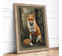 Fox Facing Forward Rustic Framed Wall Art Print A4 (29.7×21cm) Oak, Wall Decor for Living Room, Bedroom, Office & Home, Ready to Hang, Art Gift