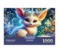 Fox Fairy Night Recycled Paper 1000 Pc Puzzle for Adults Kids -Magical White Fox with Antlers in Snow Fun Present & Activity for Home Great Gift Idea70x50cm/1000pcs